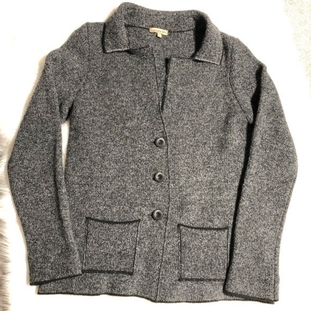 Cocogio 25% Wool Cardigan Gray & Black sz Large